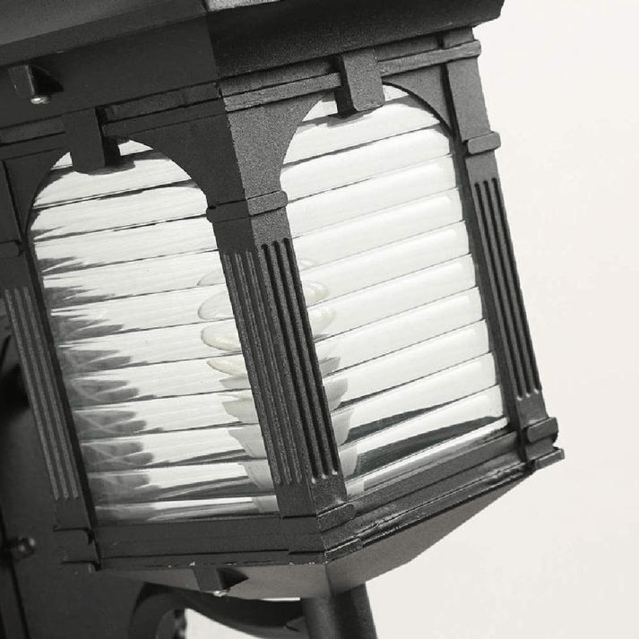 Antique Glass Outdoor Wall Lamp Black | Vintage Aluminum Glass Design | E27 Wired Light | Courtyard Garden Lighting