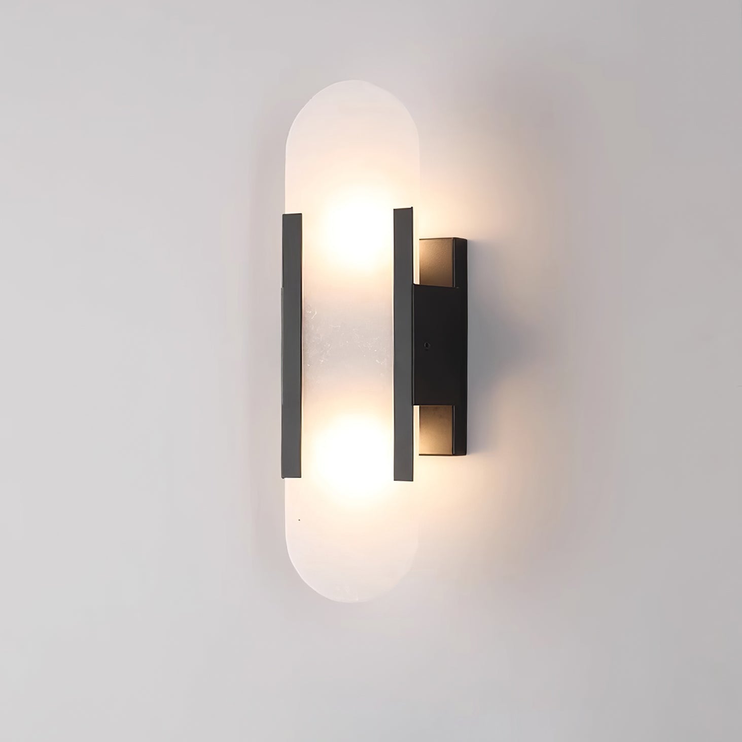 Elongated Alabaster Wall Lamp | Melange Brass & Stone Wall Light | G4 LED/Edison Fixture | Minimalist Luxury Lighting