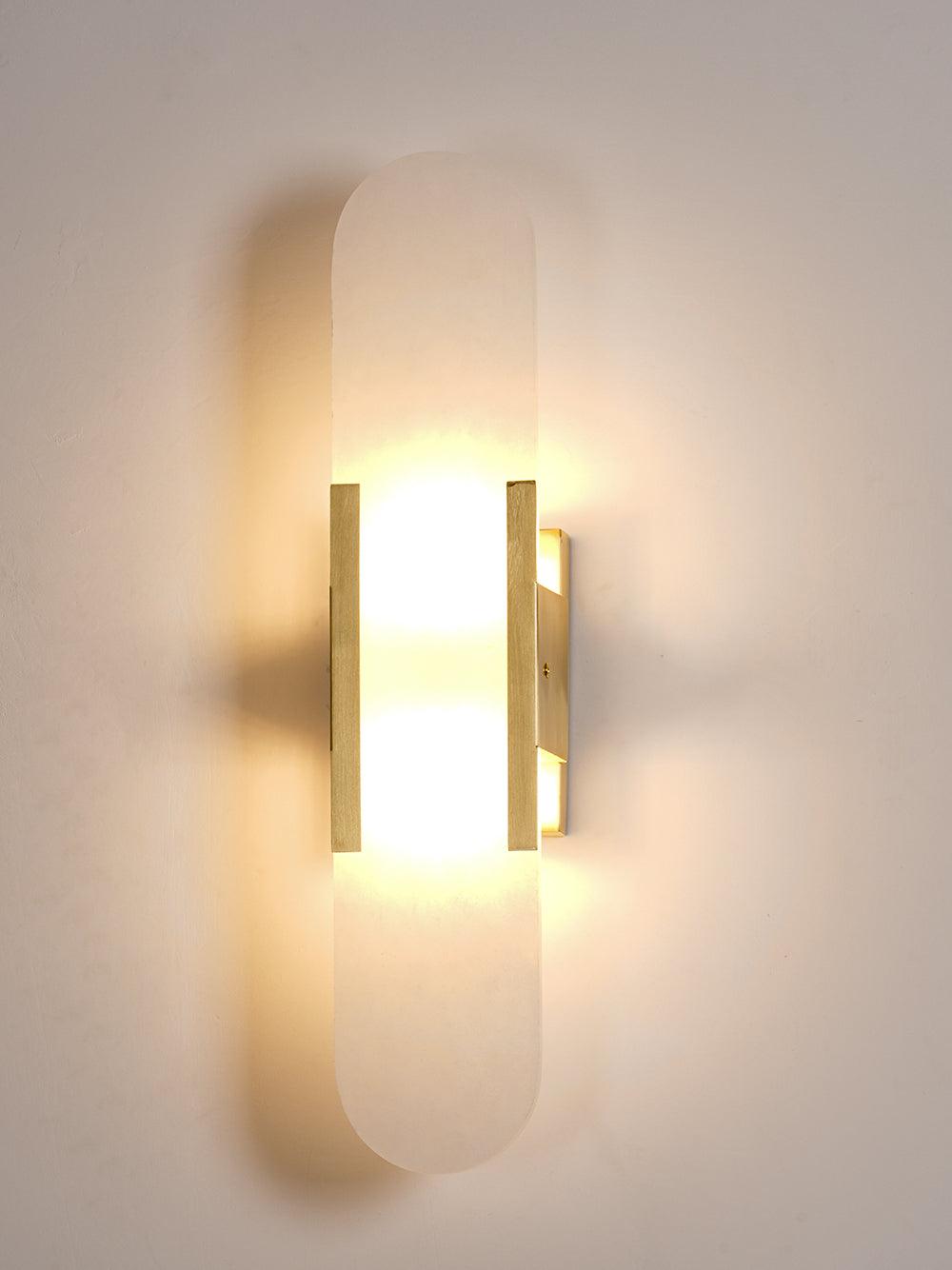 Elongated Alabaster Wall Lamp | Melange Brass & Stone Wall Light | G4 LED/Edison Fixture | Minimalist Luxury Lighting