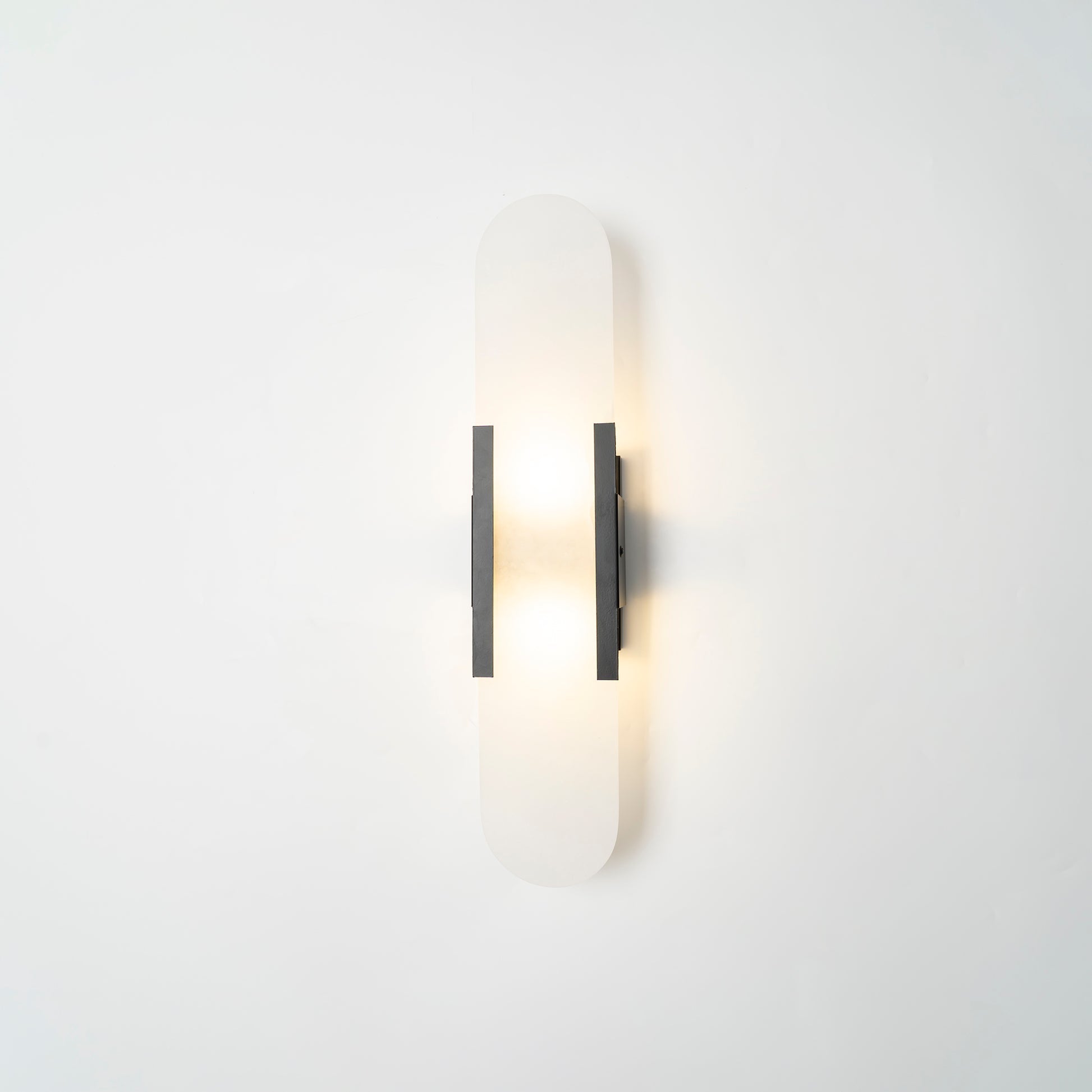Elongated Alabaster Wall Lamp | Melange Brass & Stone Wall Light | G4 LED/Edison Fixture | Minimalist Luxury Lighting
