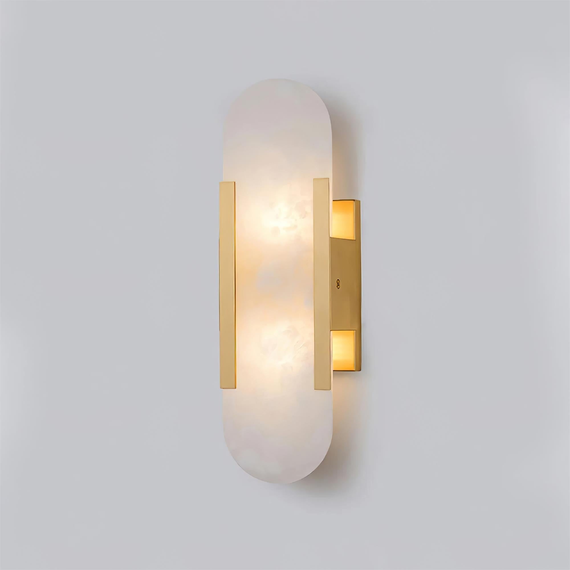 Elongated Alabaster Wall Lamp | Melange Brass & Stone Wall Light | G4 LED/Edison Fixture | Minimalist Luxury Lighting