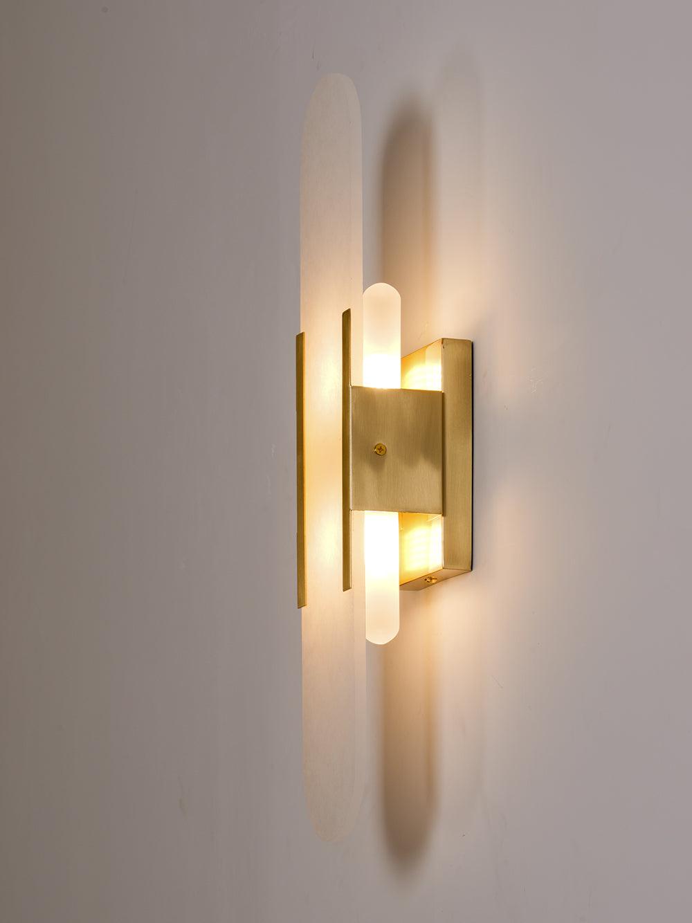Elongated Alabaster Wall Lamp | Melange Brass & Stone Wall Light | G4 LED/Edison Fixture | Minimalist Luxury Lighting