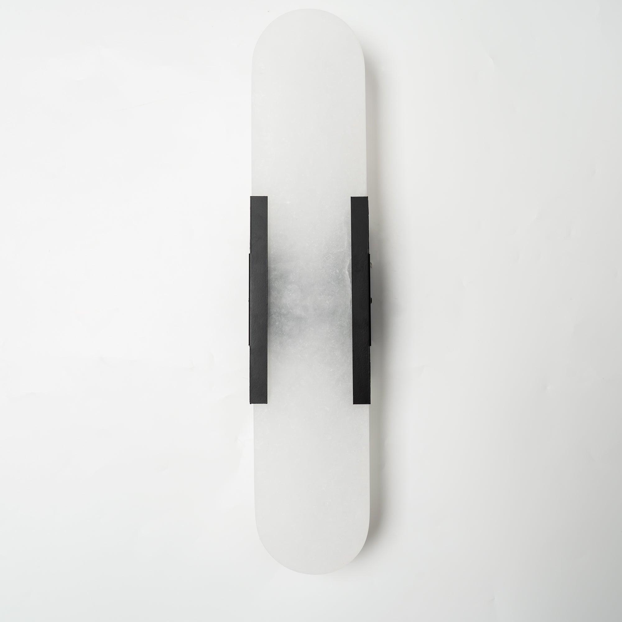 Elongated Alabaster Wall Lamp | Melange Brass & Stone Wall Light | G4 LED/Edison Fixture | Minimalist Luxury Lighting