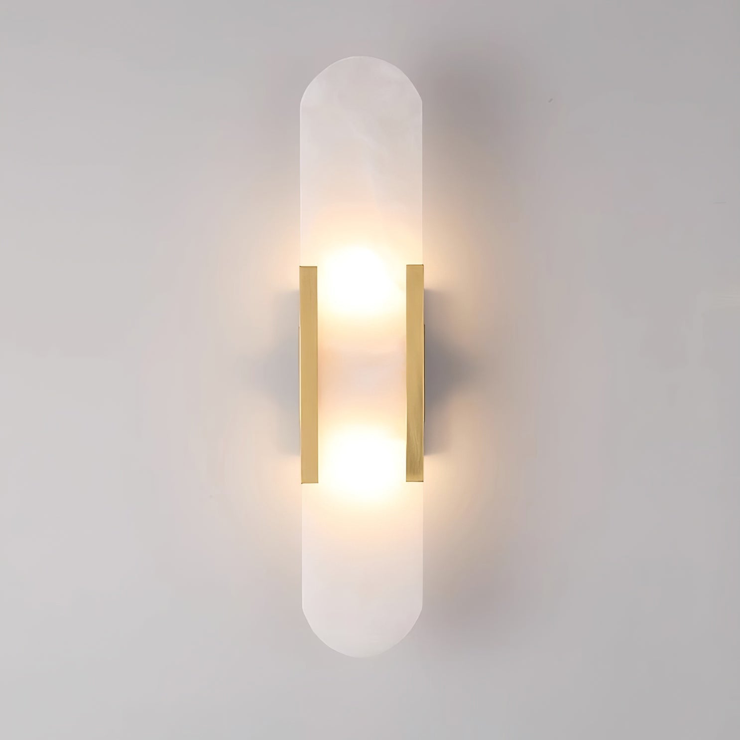 Elongated Alabaster Wall Lamp | Melange Brass & Stone Wall Light | G4 LED/Edison Fixture | Minimalist Luxury Lighting