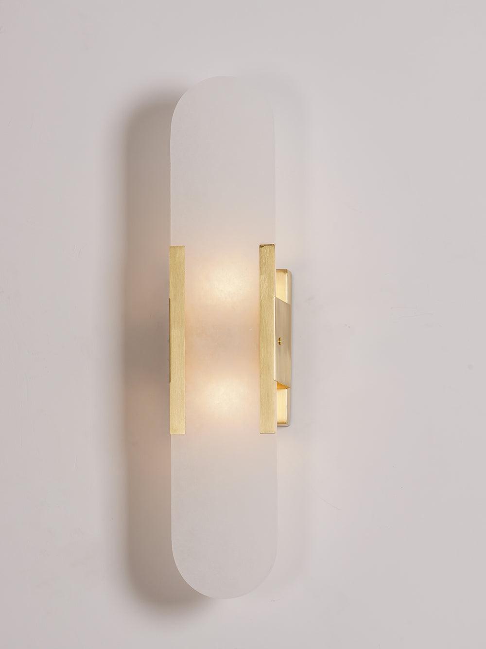 Elongated Alabaster Wall Lamp | Melange Brass & Stone Wall Light | G4 LED/Edison Fixture | Minimalist Luxury Lighting