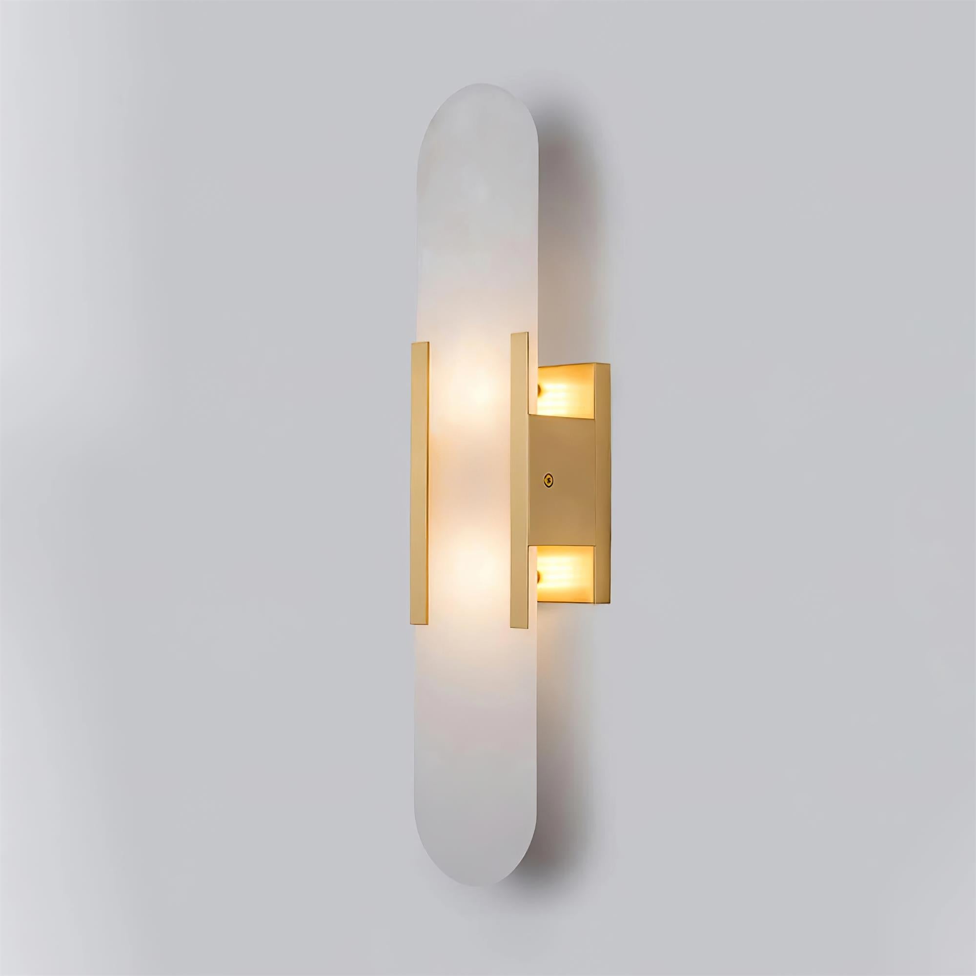 Elongated Alabaster Wall Lamp | Melange Brass & Stone Wall Light | G4 LED/Edison Fixture | Minimalist Luxury Lighting