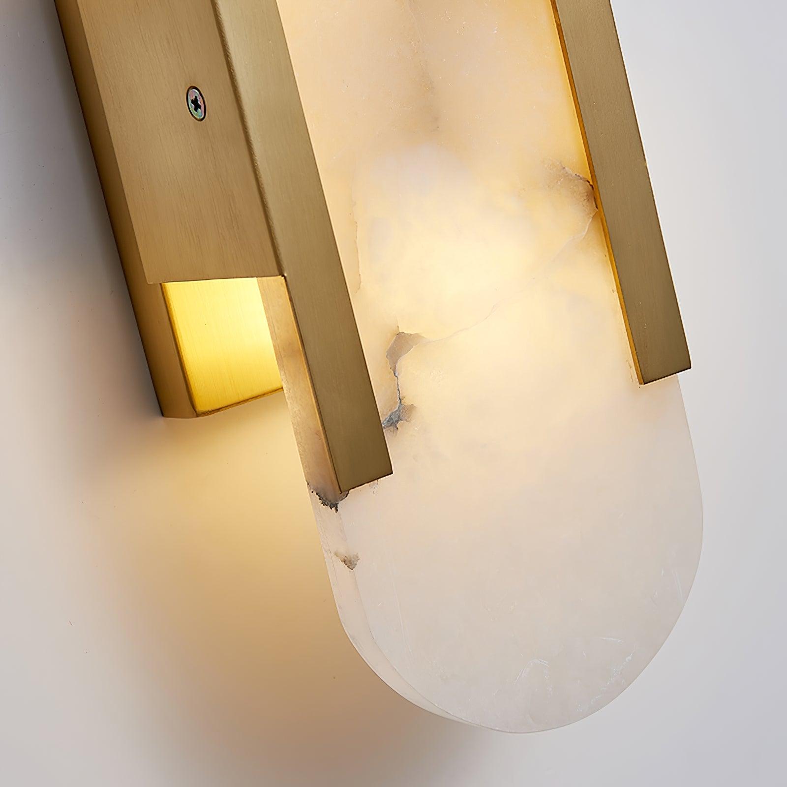 Elongated Alabaster Wall Lamp | Melange Brass & Stone Wall Light | G4 LED/Edison Fixture | Minimalist Luxury Lighting