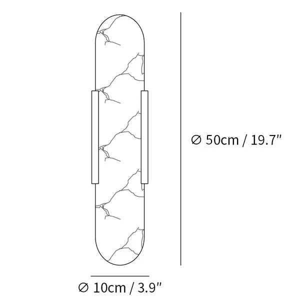Elongated Alabaster Wall Lamp | Melange Brass & Stone Wall Light | G4 LED/Edison Fixture | Minimalist Luxury Lighting