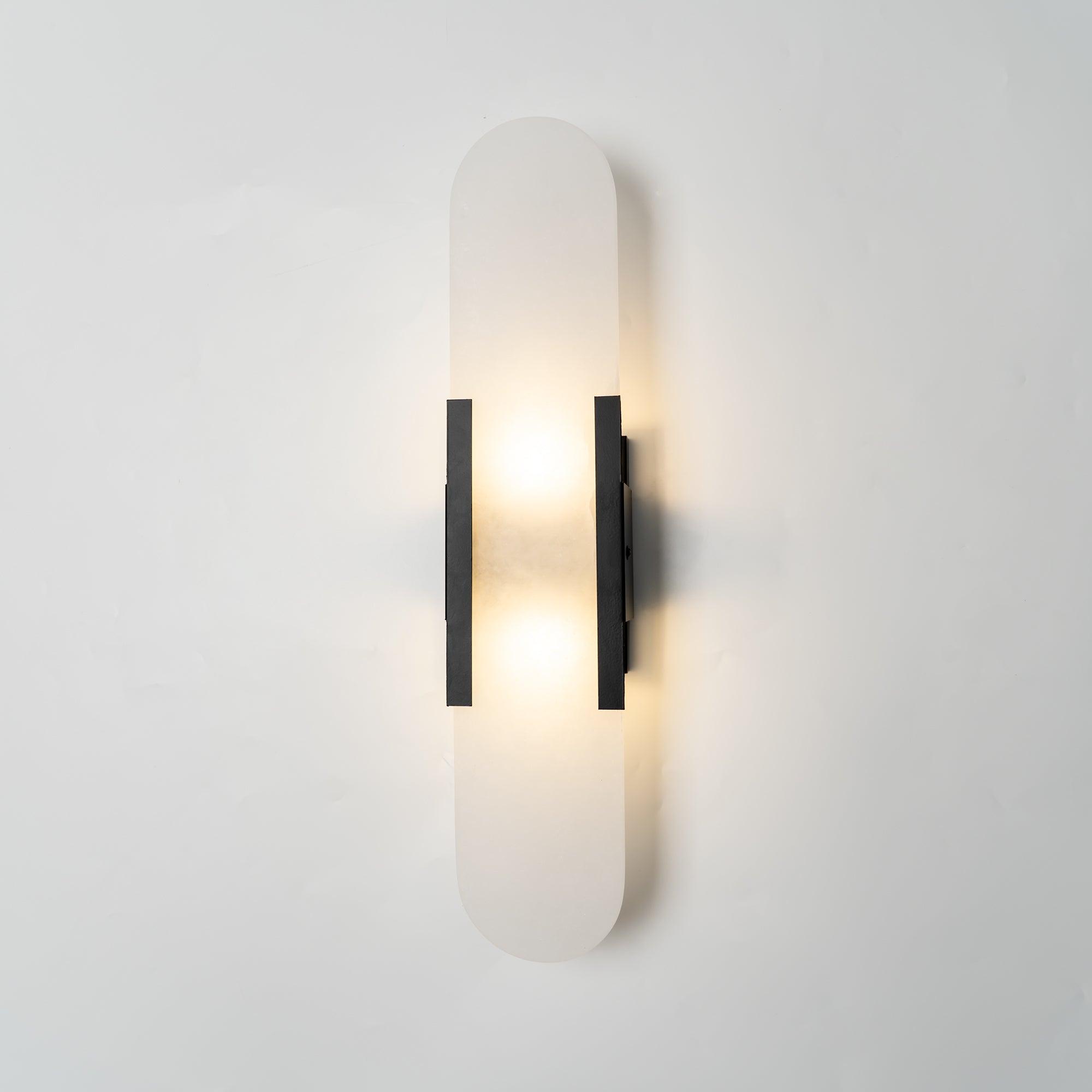 Elongated Alabaster Wall Lamp | Melange Brass & Stone Wall Light | G4 LED/Edison Fixture | Minimalist Luxury Lighting