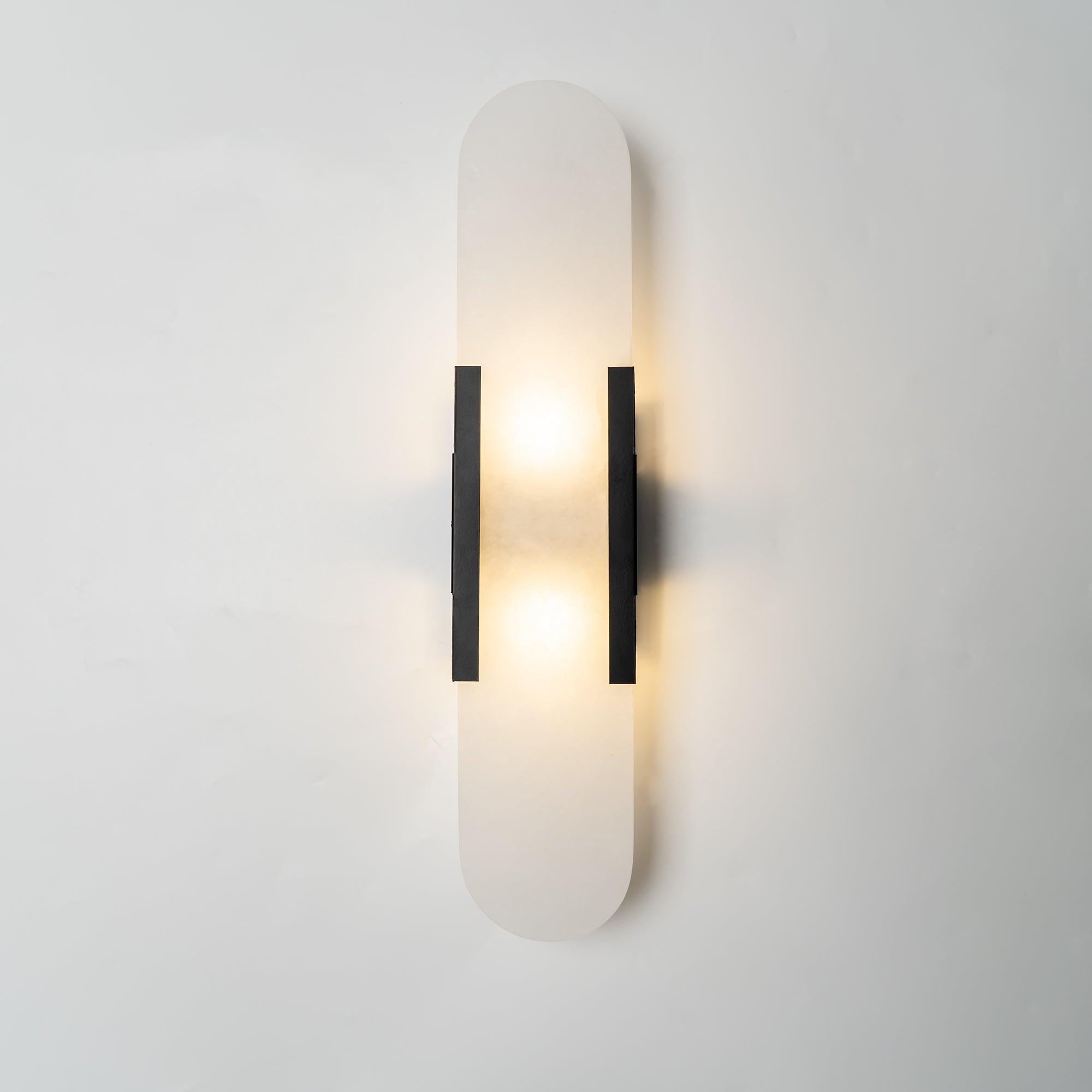 Elongated Alabaster Wall Lamp | Melange Brass & Stone Wall Light | G4 LED/Edison Fixture | Minimalist Luxury Lighting