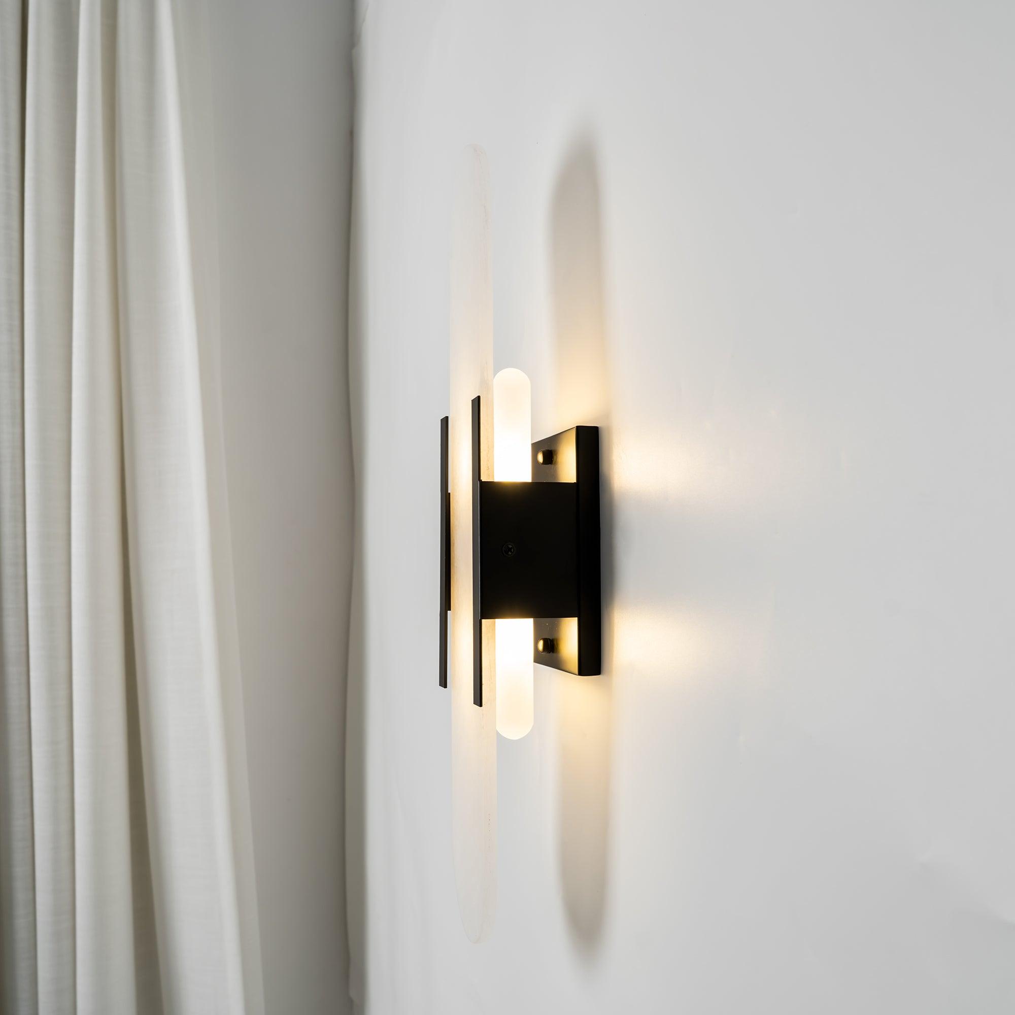 Elongated Alabaster Wall Lamp | Melange Brass & Stone Wall Light | G4 LED/Edison Fixture | Minimalist Luxury Lighting