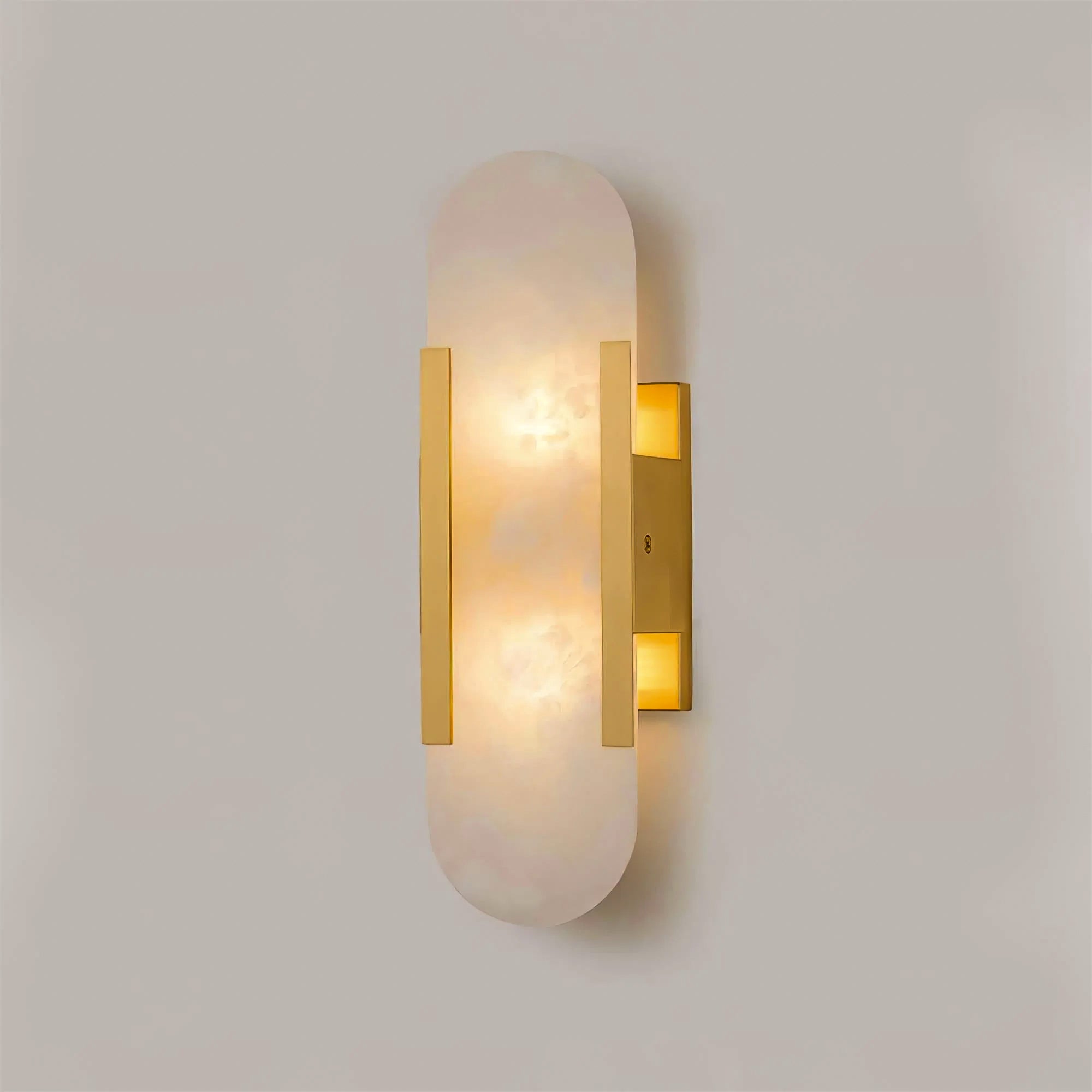 Elongated Alabaster Wall Lamp | Melange Brass & Stone Wall Light | G4 LED/Edison Fixture | Minimalist Luxury Lighting