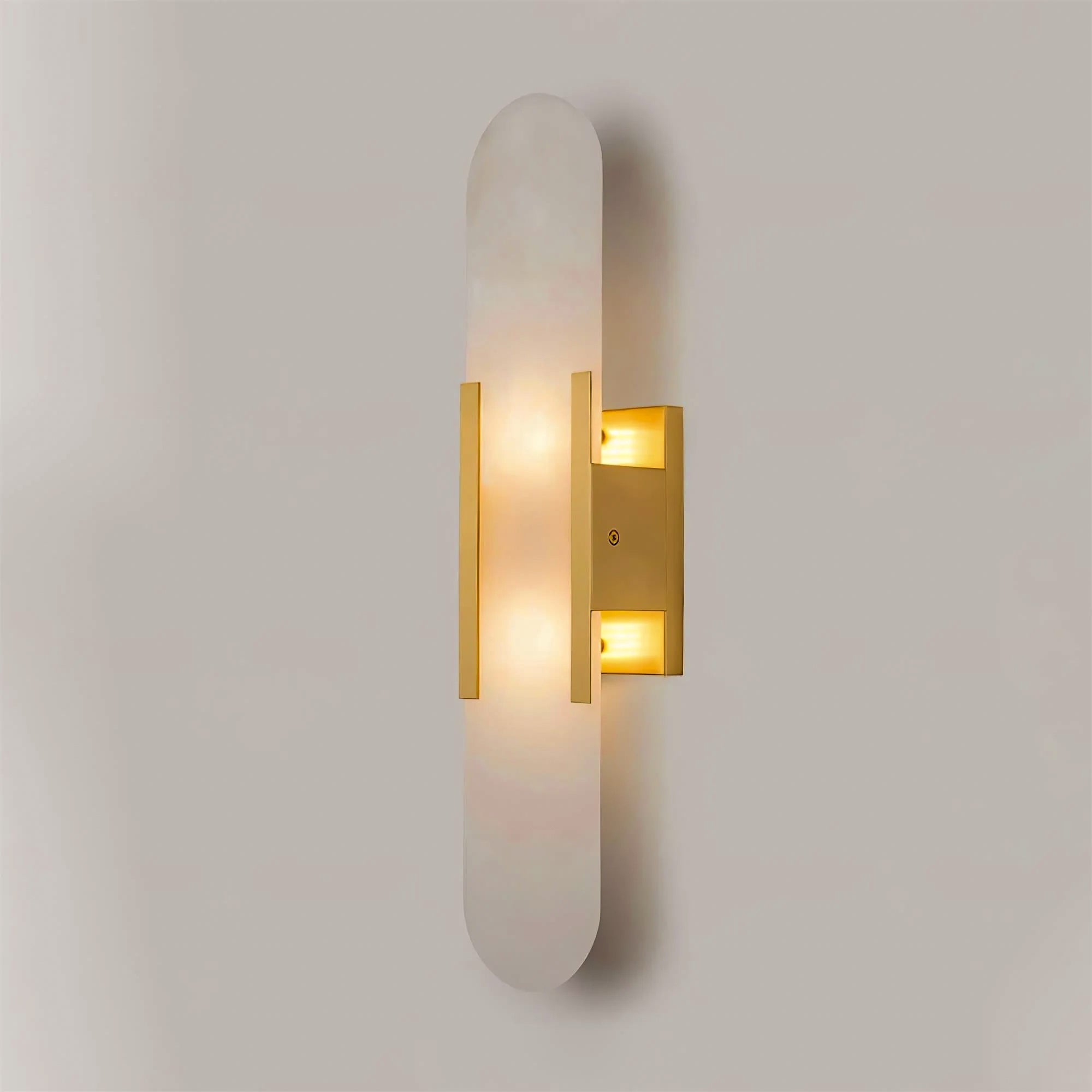 Elongated Alabaster Wall Lamp | Melange Brass & Stone Wall Light | G4 LED/Edison Fixture | Minimalist Luxury Lighting
