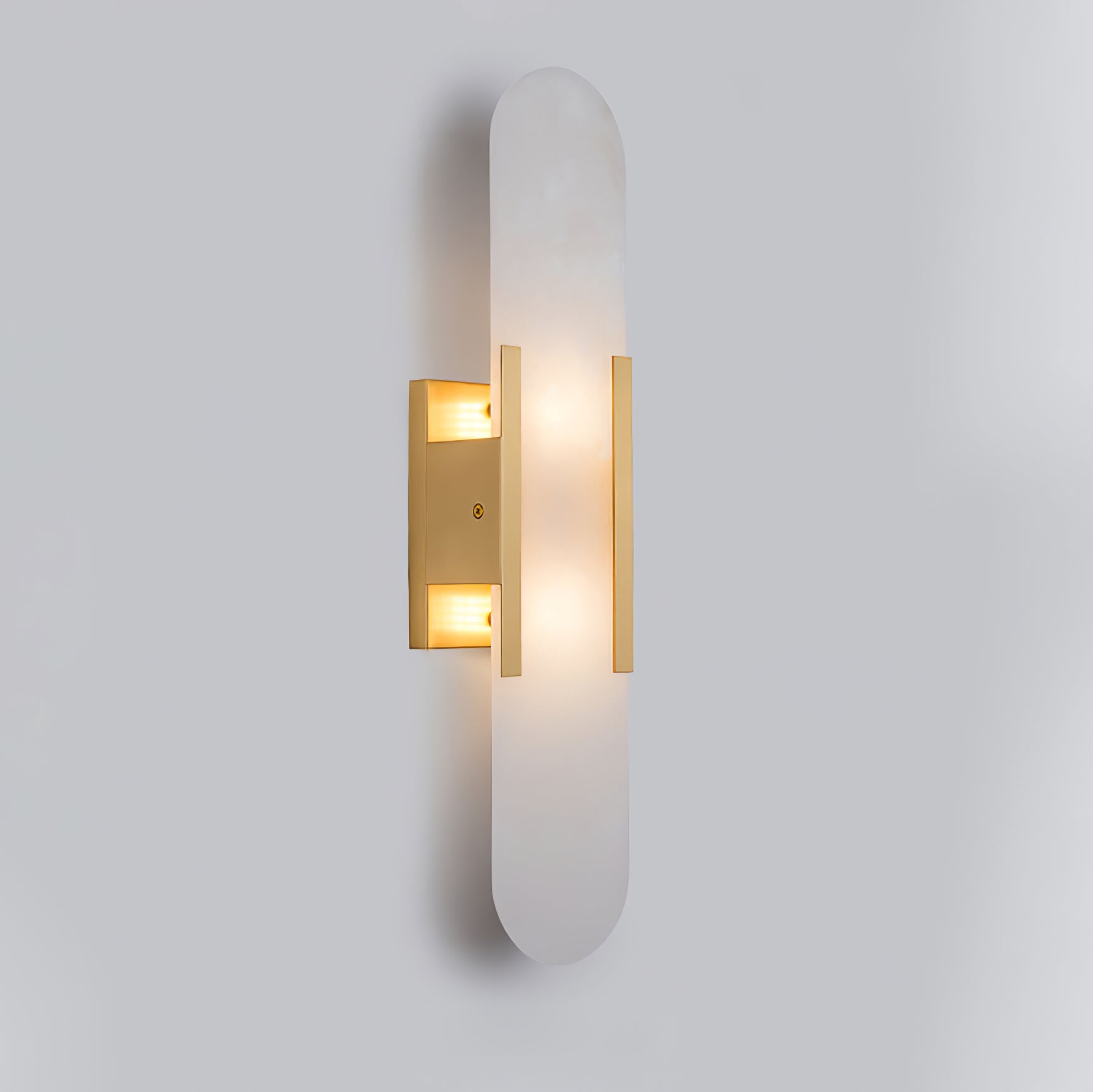 Elongated Alabaster Wall Lamp | Melange Brass & Stone Wall Light | G4 LED/Edison Fixture | Minimalist Luxury Lighting