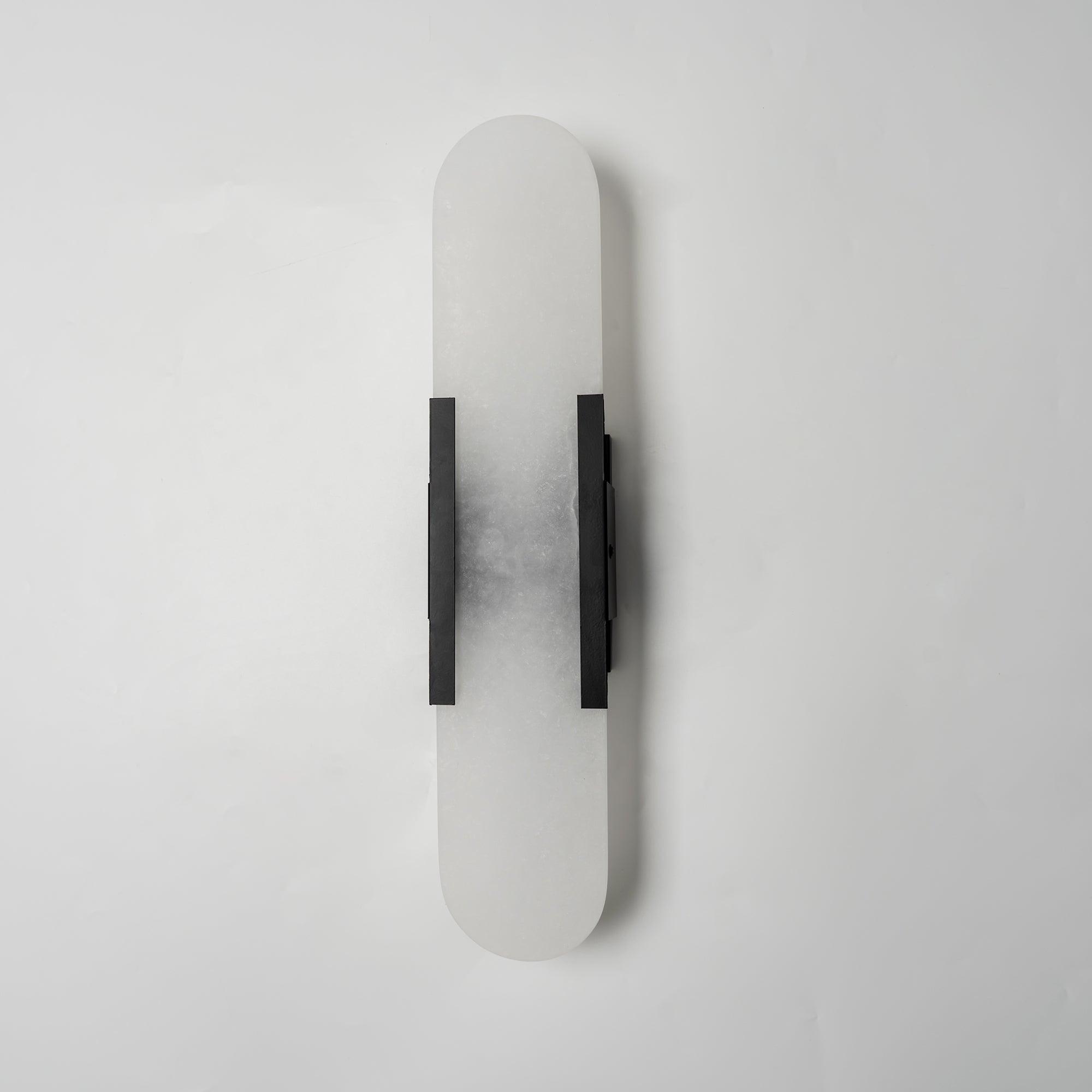 Elongated Alabaster Wall Lamp | Melange Brass & Stone Wall Light | G4 LED/Edison Fixture | Minimalist Luxury Lighting