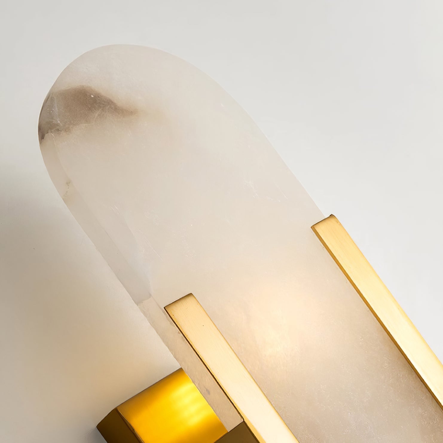 Elongated Alabaster Wall Lamp | Melange Brass & Stone Wall Light | G4 LED/Edison Fixture | Minimalist Luxury Lighting