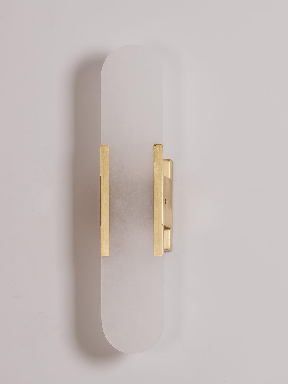 Elongated Alabaster Wall Lamp | Melange Brass & Stone Wall Light | G4 LED/Edison Fixture | Minimalist Luxury Lighting