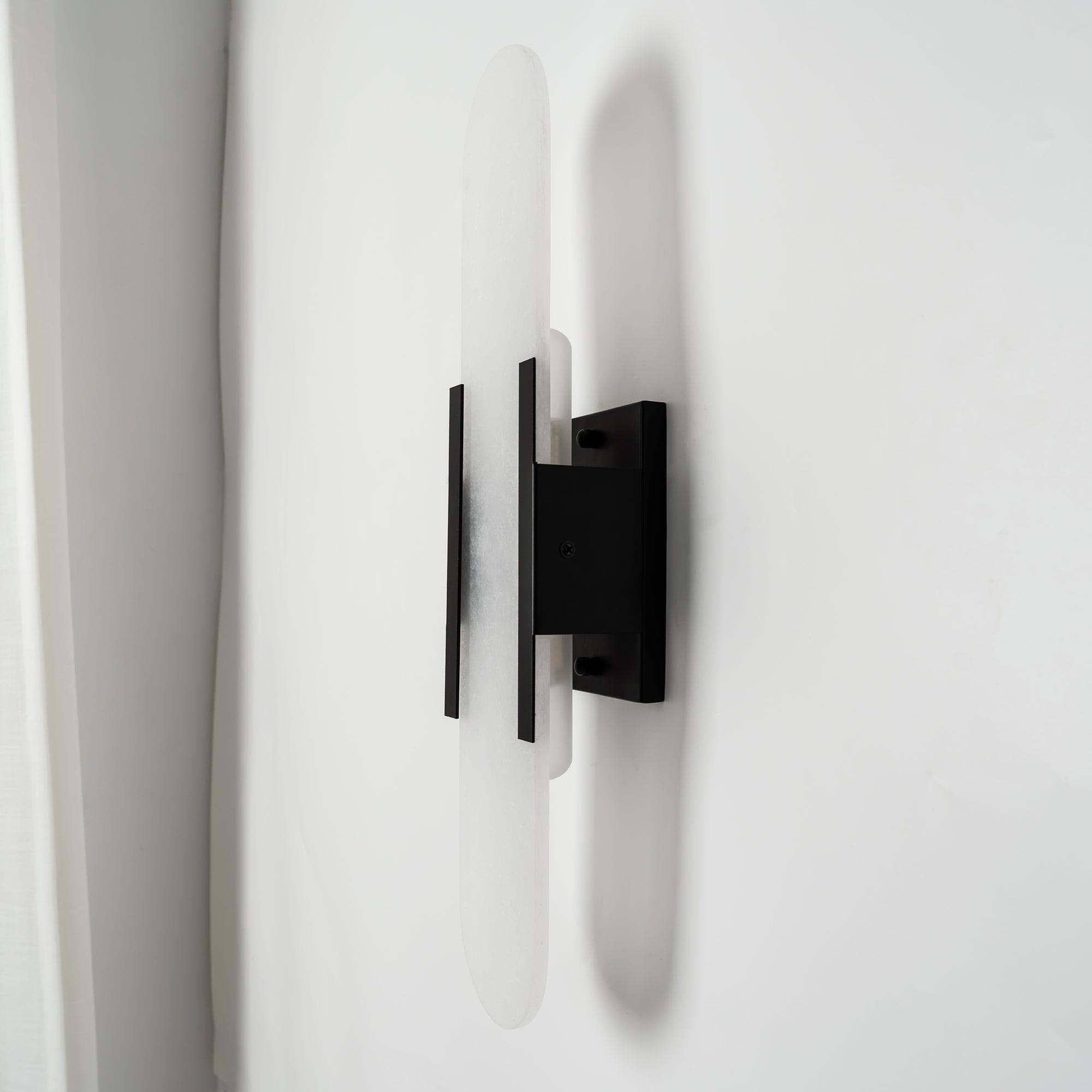 Elongated Alabaster Wall Lamp | Melange Brass & Stone Wall Light | G4 LED/Edison Fixture | Minimalist Luxury Lighting