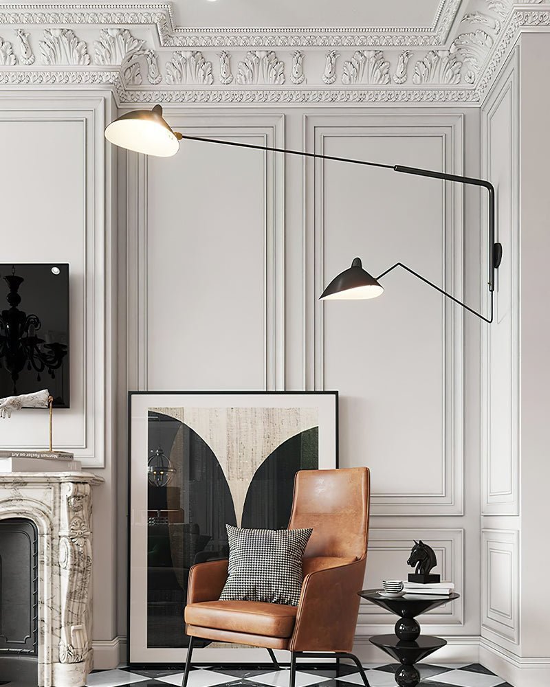 Serge Mouille Inspired Wall Lamp | Adjustable Arm Wall Light | E26/E27 Modern Sculptural Lighting | Indoor Designer Fixture