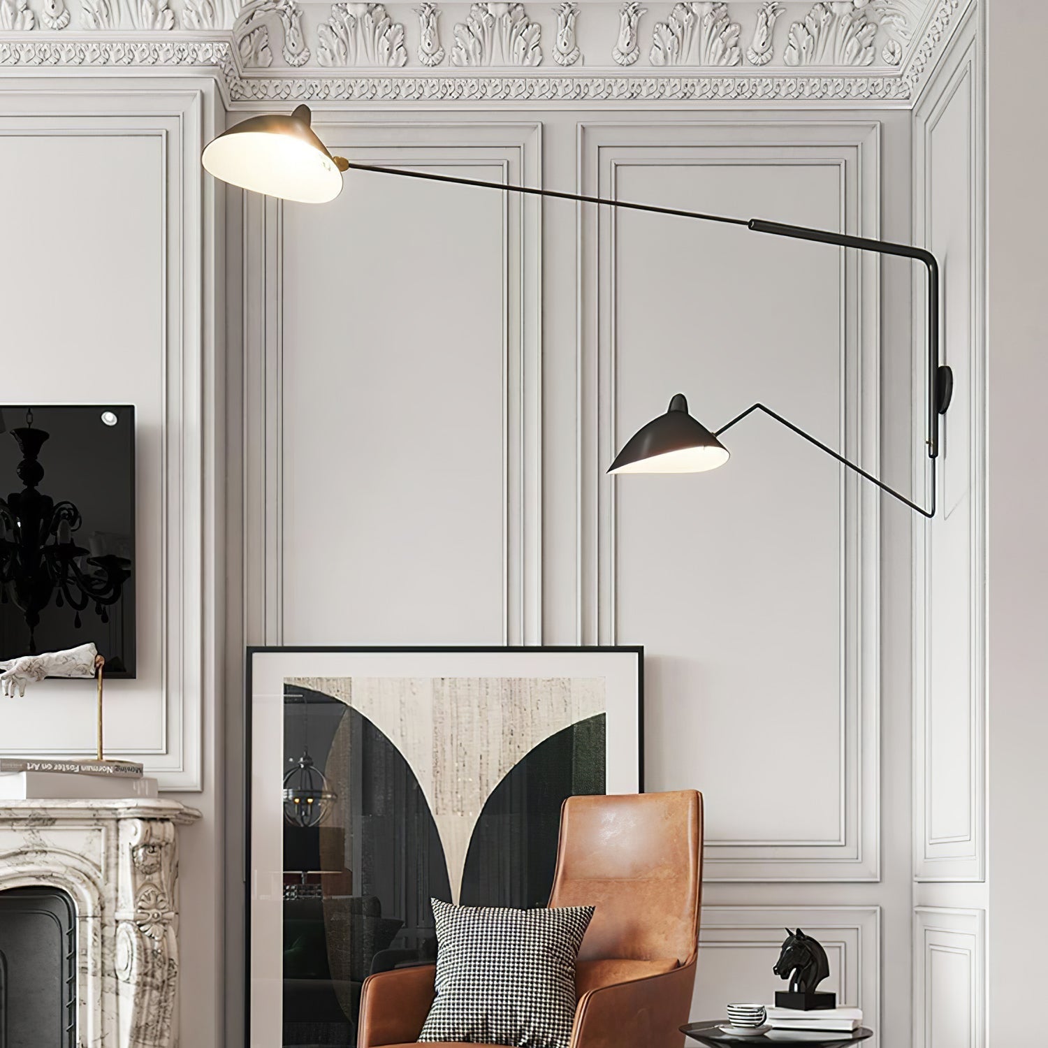 Serge Mouille Inspired Wall Lamp | Adjustable Arm Wall Light | E26/E27 Modern Sculptural Lighting | Indoor Designer Fixture