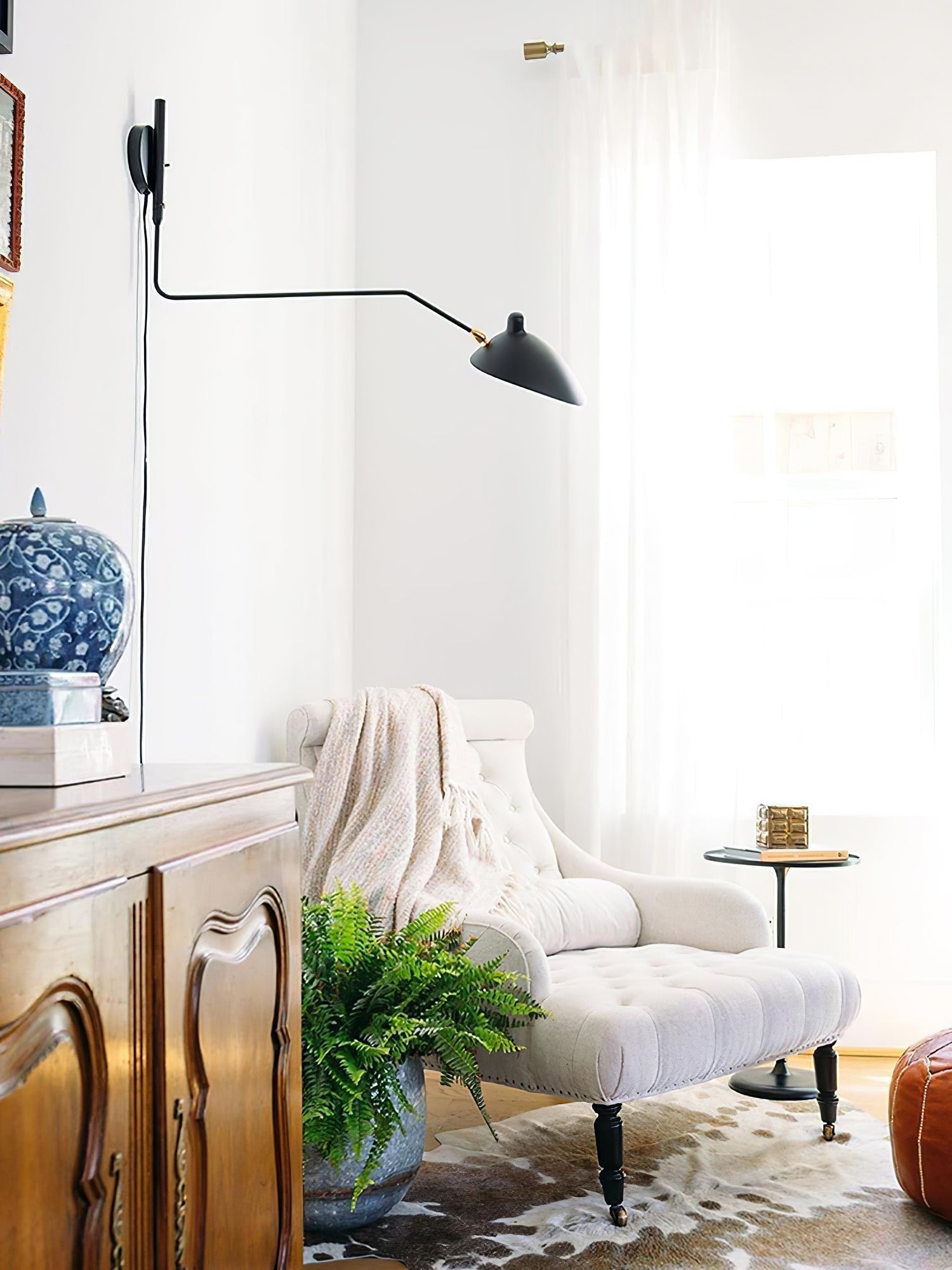 Serge Mouille Inspired Wall Lamp | Adjustable Arm Wall Light | E26/E27 Modern Sculptural Lighting | Indoor Designer Fixture