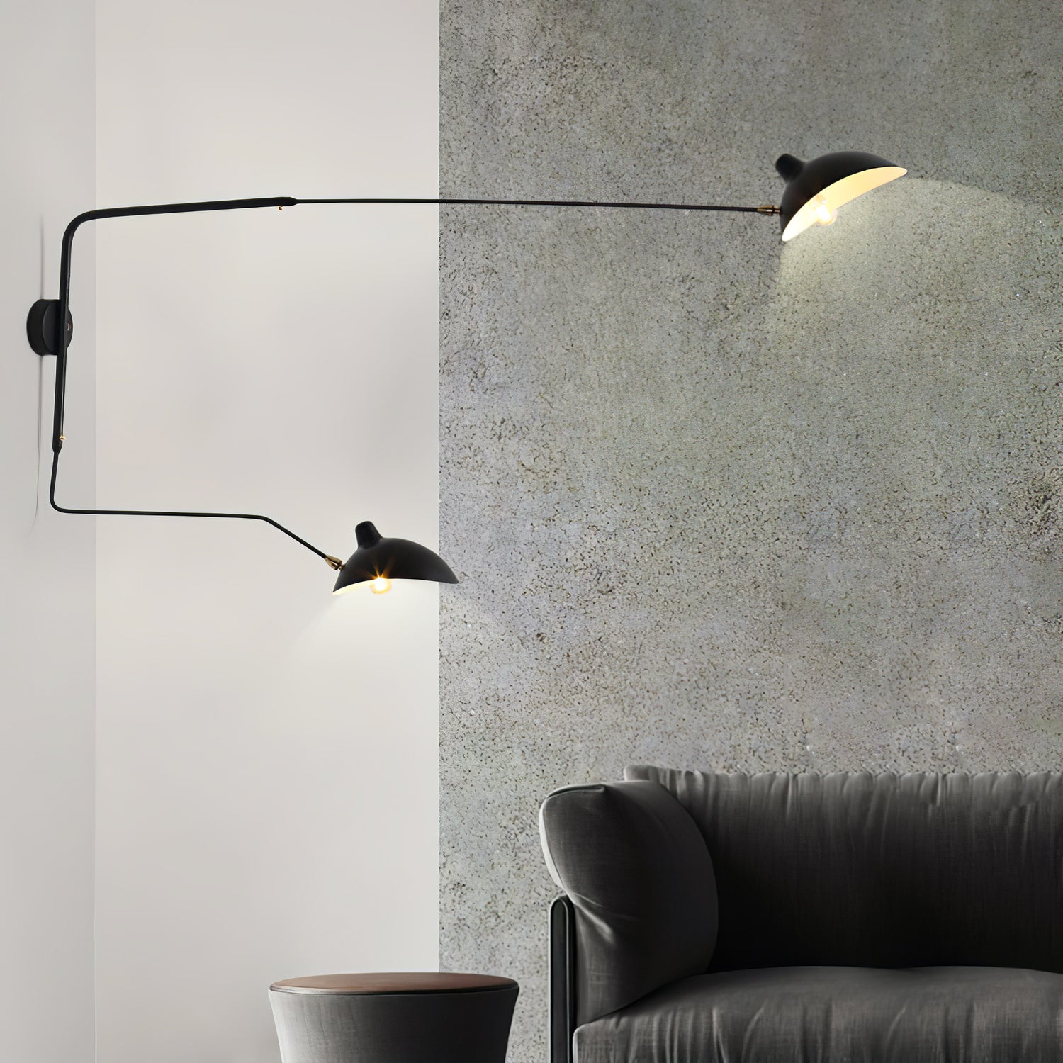 Serge Mouille Inspired Wall Lamp | Adjustable Arm Wall Light | E26/E27 Modern Sculptural Lighting | Indoor Designer Fixture
