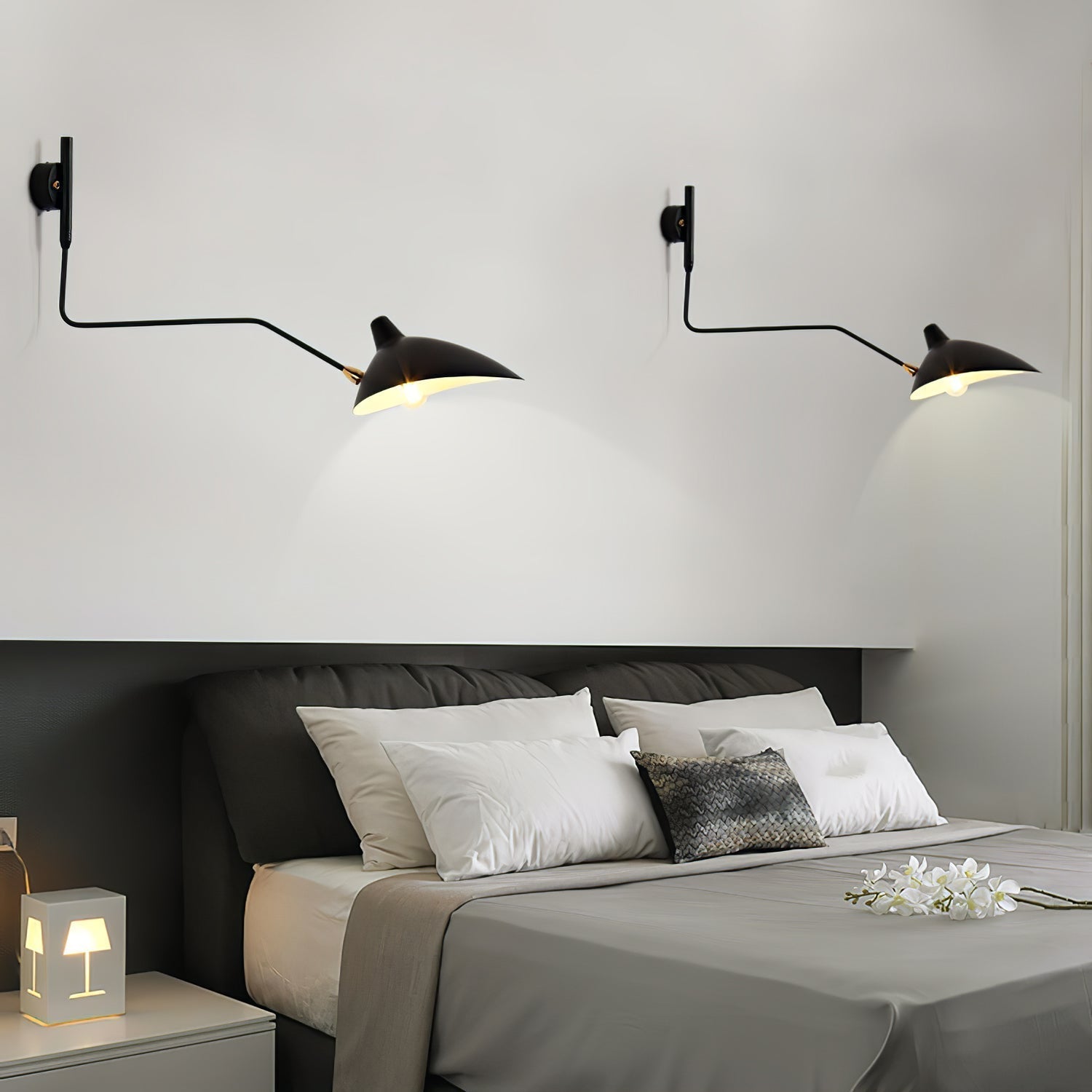 Serge Mouille Inspired Wall Lamp | Adjustable Arm Wall Light | E26/E27 Modern Sculptural Lighting | Indoor Designer Fixture