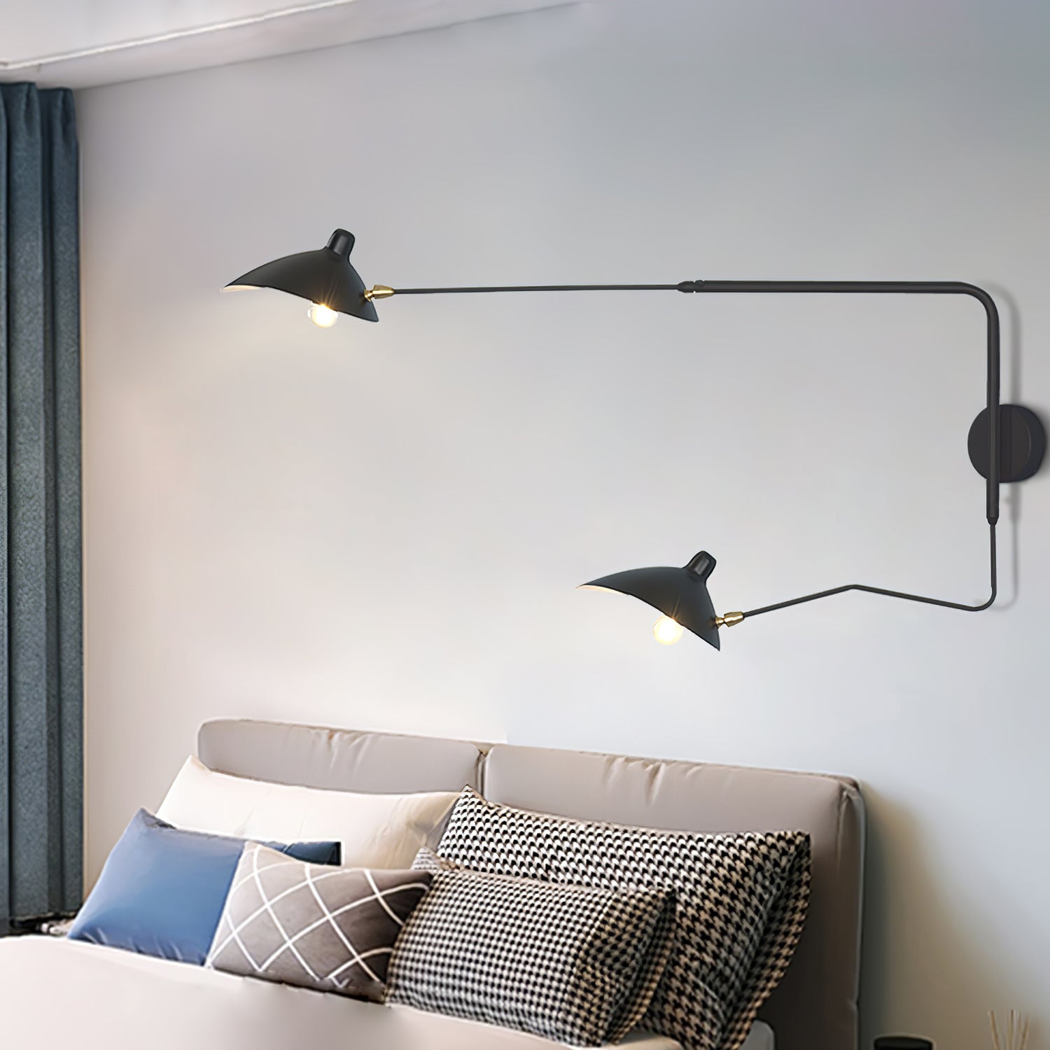 Serge Mouille Inspired Wall Lamp | Adjustable Arm Wall Light | E26/E27 Modern Sculptural Lighting | Indoor Designer Fixture