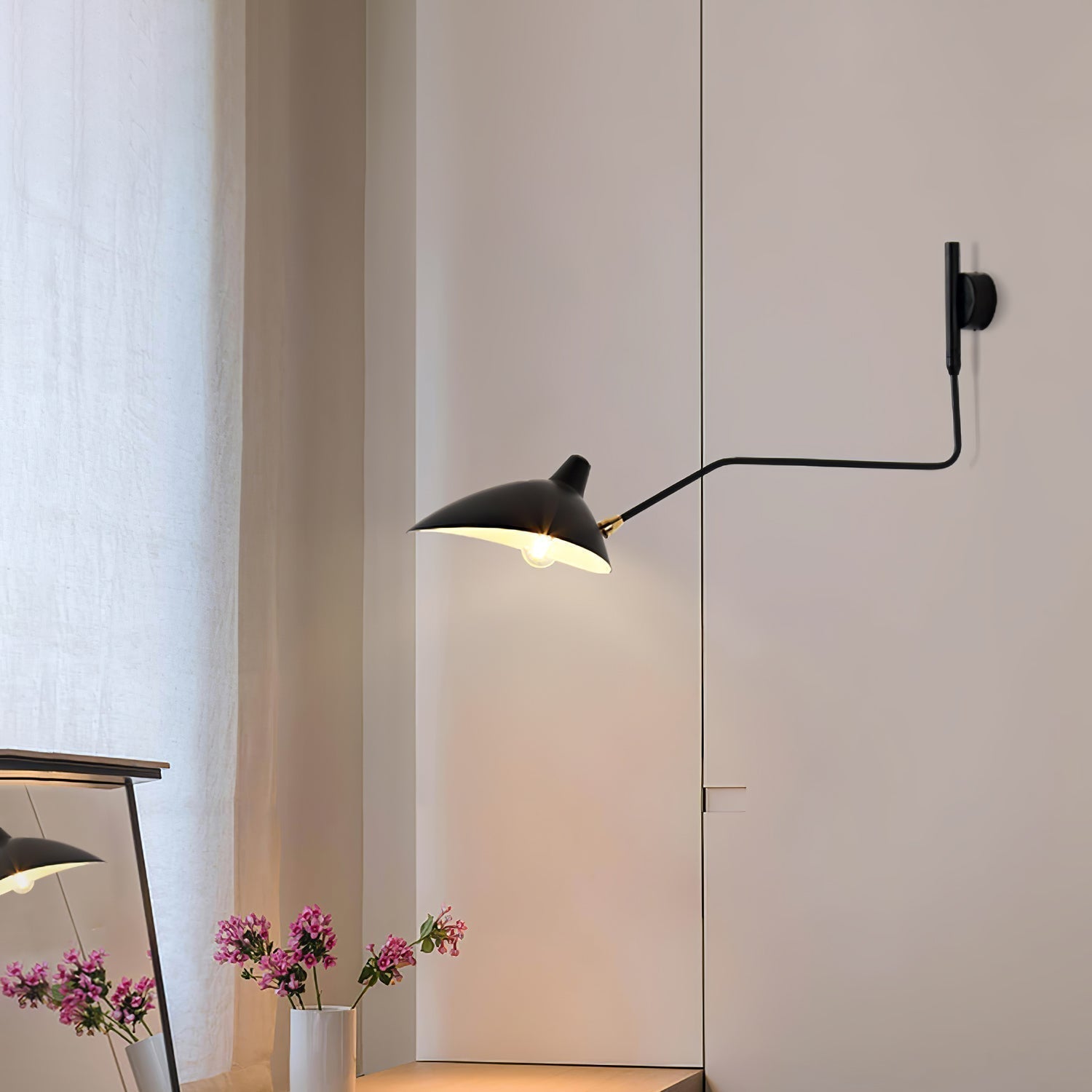 Serge Mouille Inspired Wall Lamp | Adjustable Arm Wall Light | E26/E27 Modern Sculptural Lighting | Indoor Designer Fixture