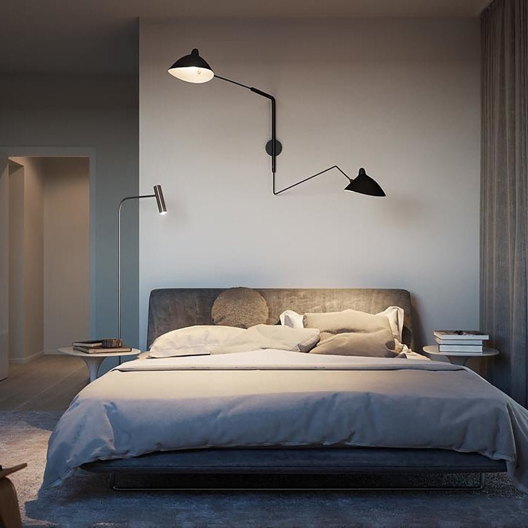 Serge Mouille Inspired Wall Lamp | Adjustable Arm Wall Light | E26/E27 Modern Sculptural Lighting | Indoor Designer Fixture