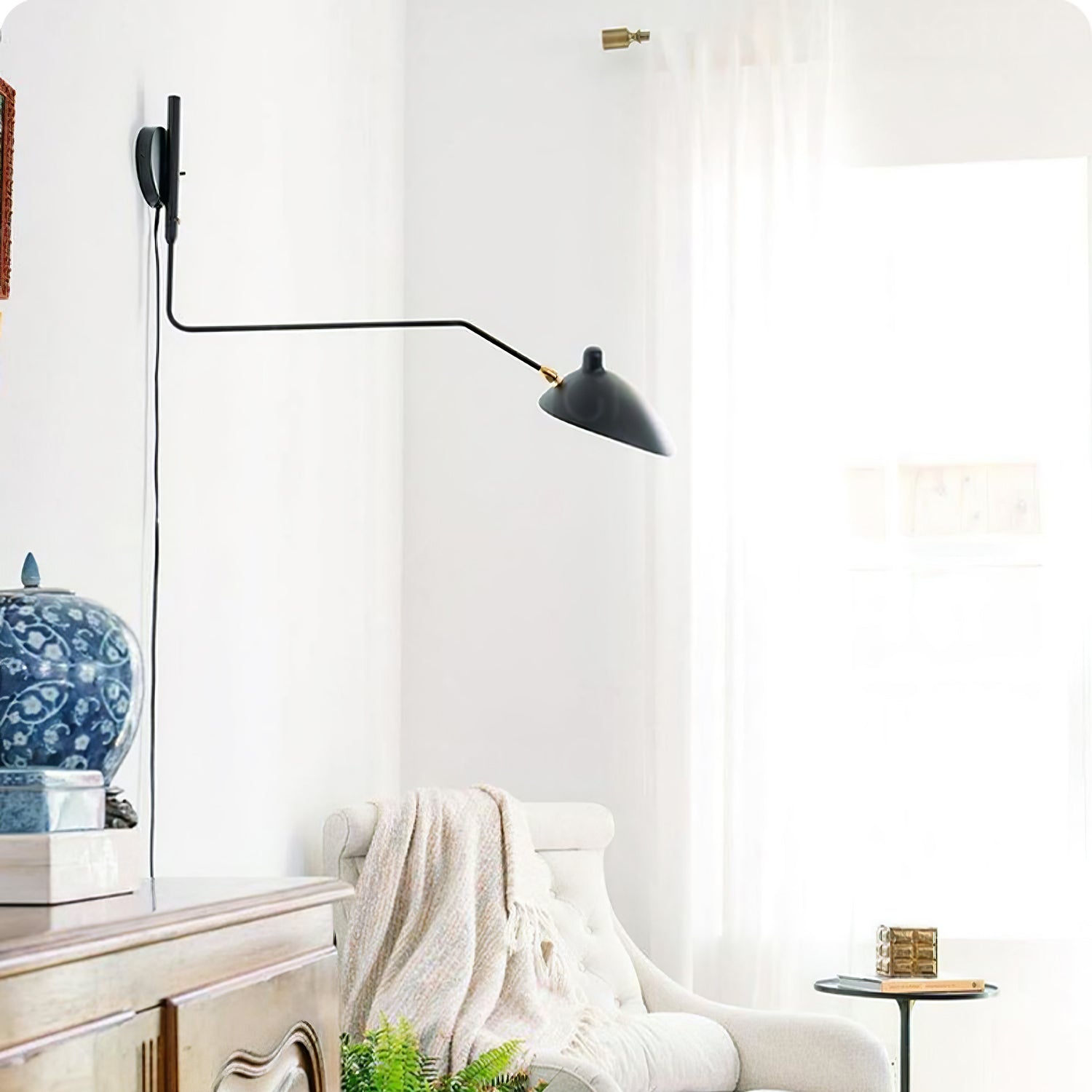 Serge Mouille Inspired Wall Lamp | Adjustable Arm Wall Light | E26/E27 Modern Sculptural Lighting | Indoor Designer Fixture
