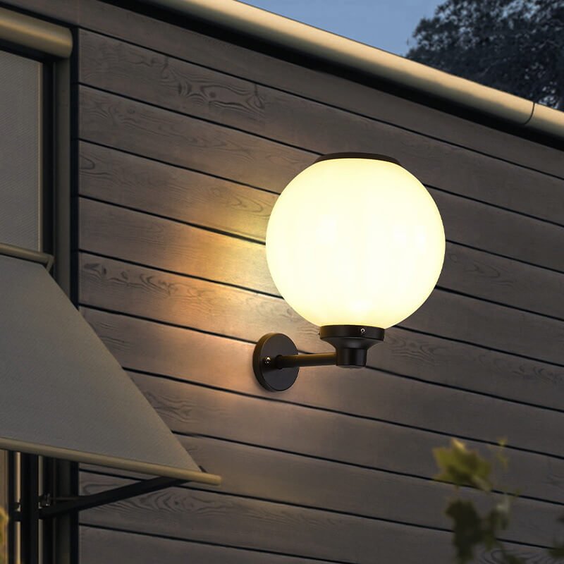 Waterproof Solar Wall Lamp Outdoor | LED Globe Wall Light | Solar-Powered Exterior Lighting | Garden & Entrance Security Lamp