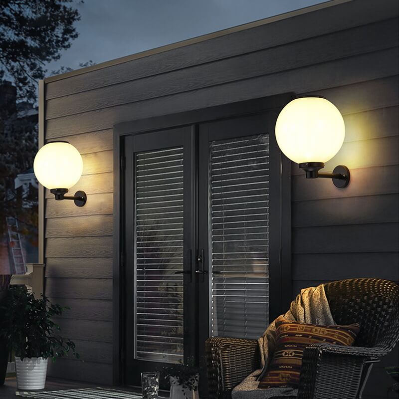 Waterproof Solar Wall Lamp Outdoor | LED Globe Wall Light | Solar-Powered Exterior Lighting | Garden & Entrance Security Lamp