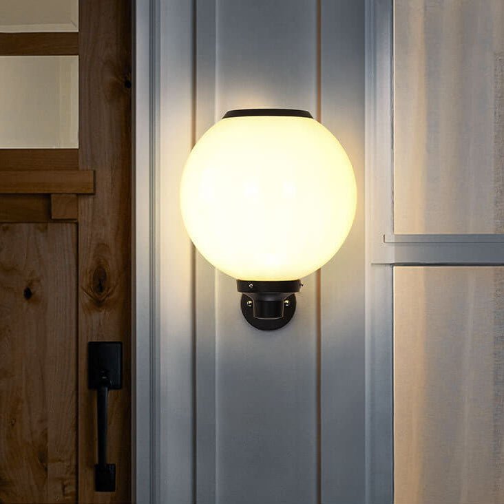 Waterproof Solar Wall Lamp Outdoor | LED Globe Wall Light | Solar-Powered Exterior Lighting | Garden & Entrance Security Lamp