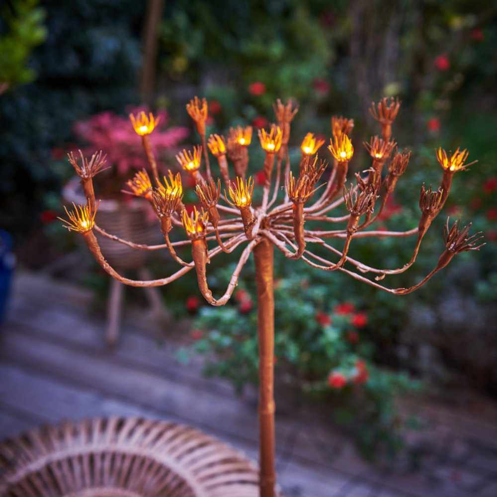 Wild Fennel Solar Garden Lights 6-Pack | LED Botanical Outdoor Stake Lights | Decorative Solar Landscape Lighting | 40 Inch Ambient Yard Lights