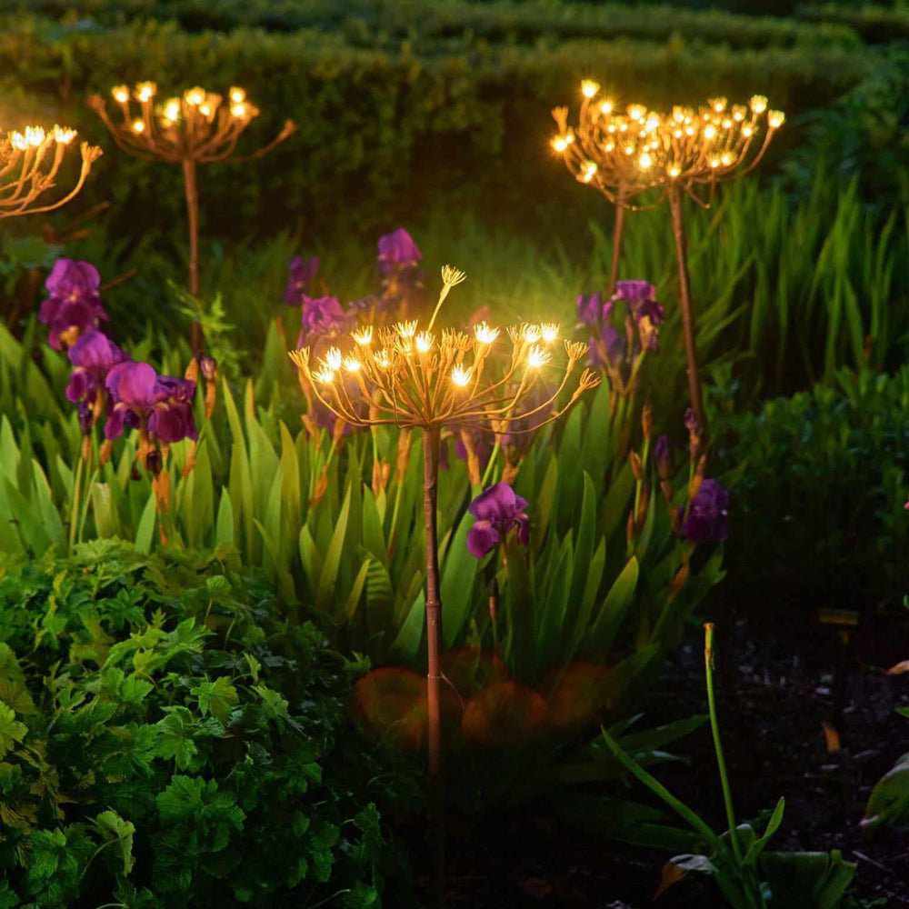 Wild Fennel Solar Garden Lights 6-Pack | LED Botanical Outdoor Stake Lights | Decorative Solar Landscape Lighting | 40 Inch Ambient Yard Lights