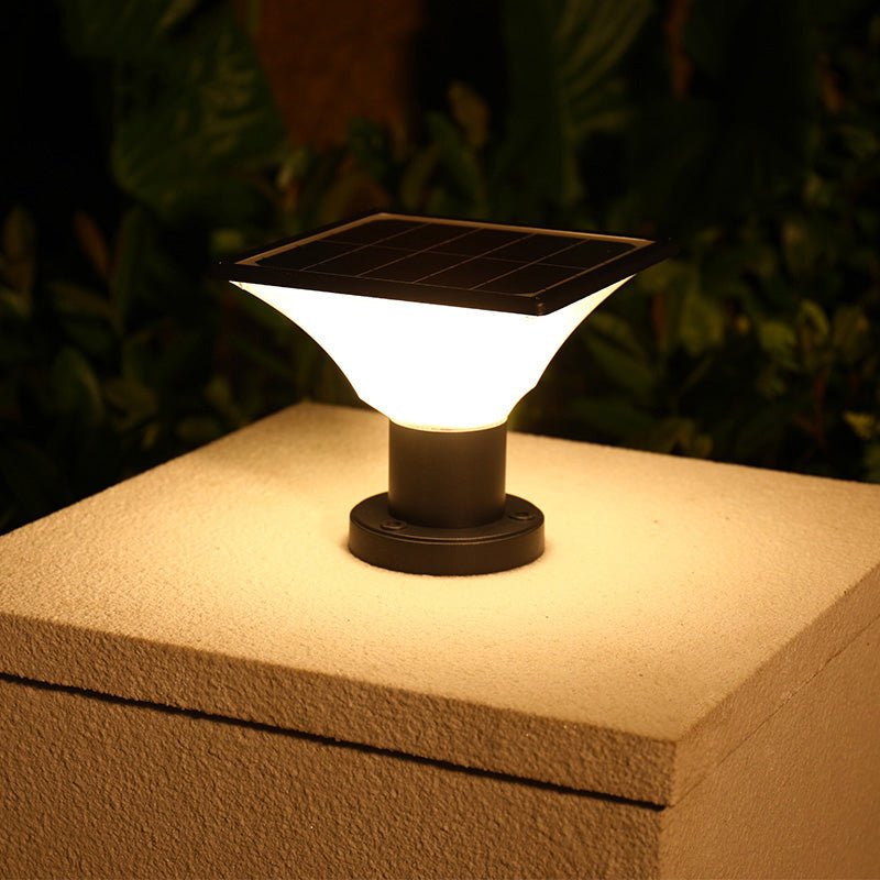 Solar Outdoor Column Light for Garden & Fence | IP65 Waterproof LED Lamp | 3 Color Modes | 4000mAh Battery | Aluminum