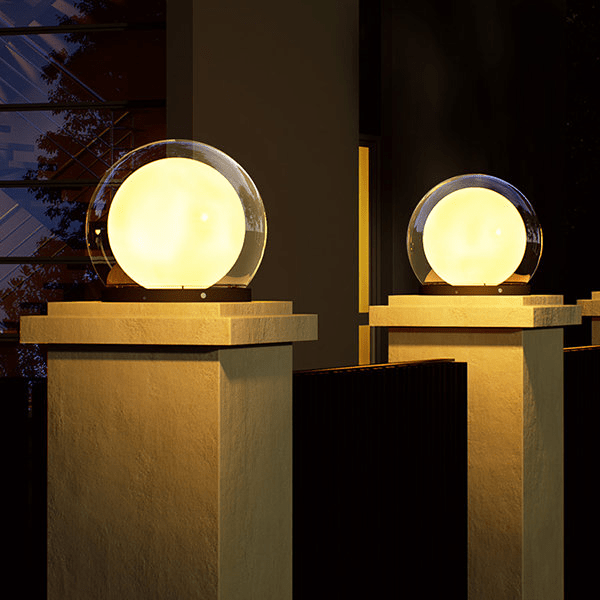 Outdoor Solar Column Light for Garden & Pathway | Moon-Shaped IP65 Waterproof Lamp | Stainless Steel LED | 20–40cm
