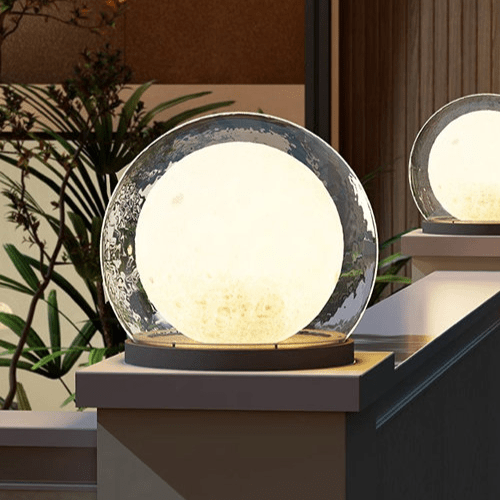 Outdoor Solar Column Light for Garden & Pathway | Moon-Shaped IP65 Waterproof Lamp | Stainless Steel LED | 20–40cm
