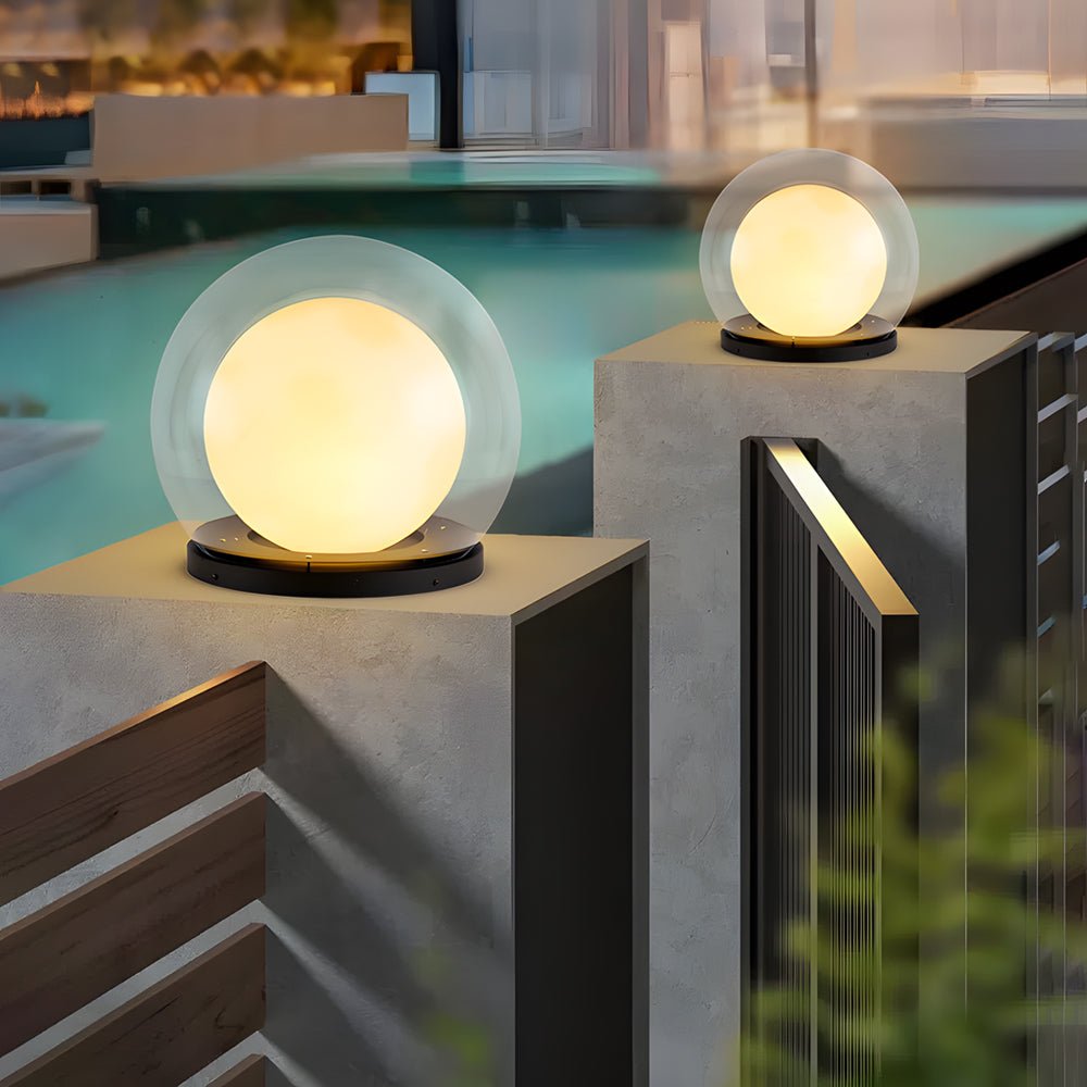 Outdoor Pillar Lamp Modern Moonlight Garden Light | IP65 Waterproof Stainless Steel Acrylic | E27 LED Wired Solar Option