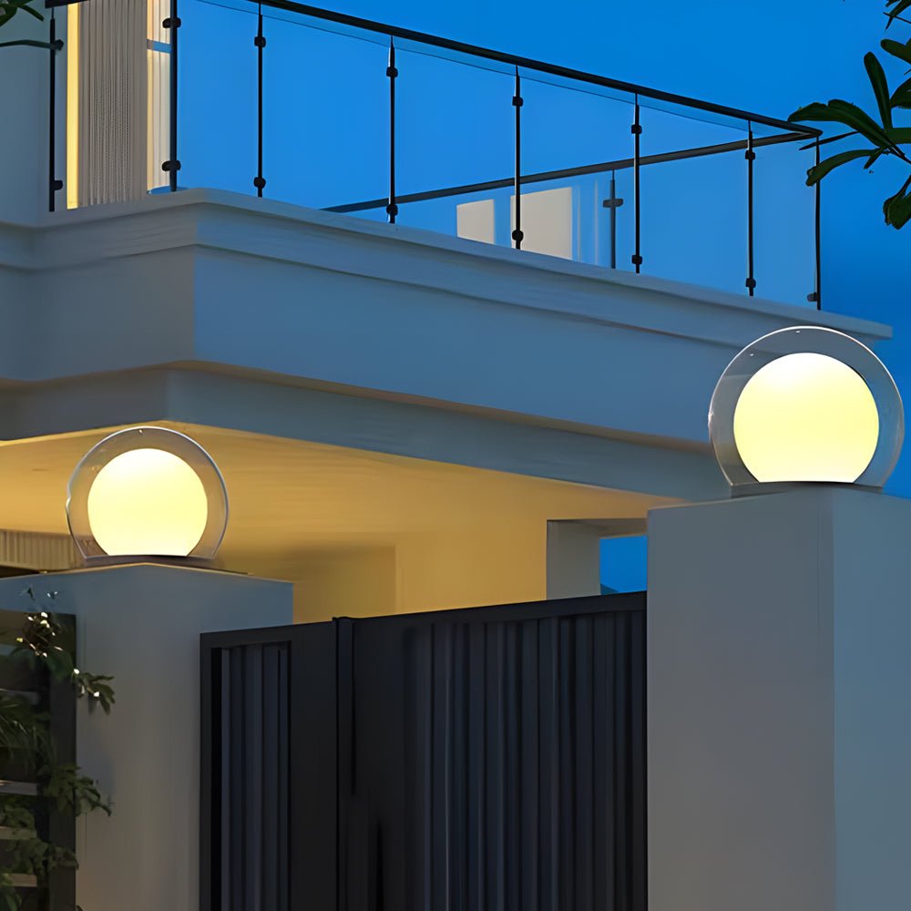Outdoor Pillar Lamp Modern Moonlight Garden Light | IP65 Waterproof Stainless Steel Acrylic | E27 LED Wired Solar Option