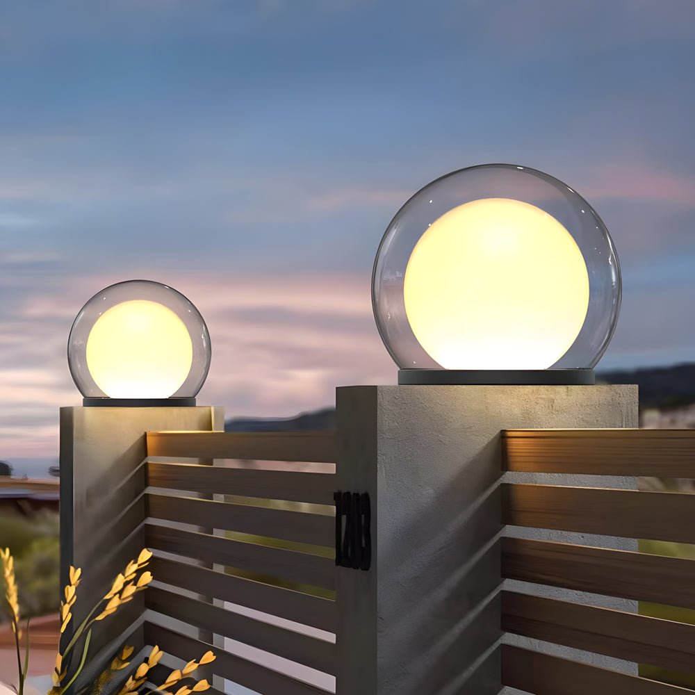 Outdoor Pillar Lamp Modern Moonlight Garden Light | IP65 Waterproof Stainless Steel Acrylic | E27 LED Wired Solar Option