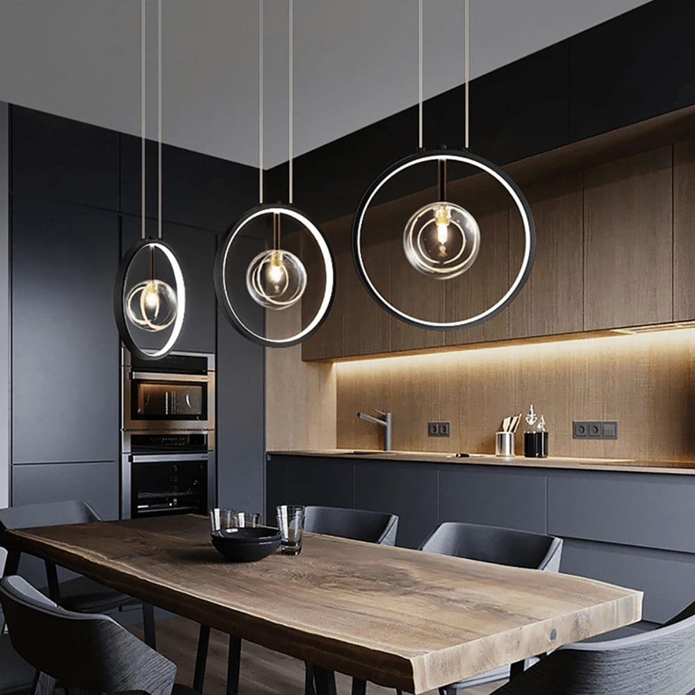 Minimalist Black Glass Ball Pendant Lamp | E27 LED Socket | Adjustable Industrial Modern Light for Home & Commercial Spaces
