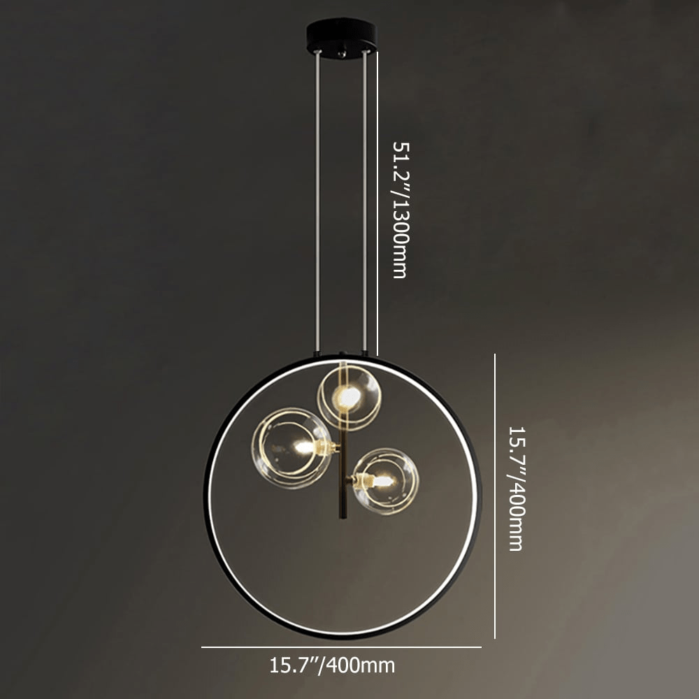 Minimalist Black Glass Ball Pendant Lamp | E27 LED Socket | Adjustable Industrial Modern Light for Home & Commercial Spaces