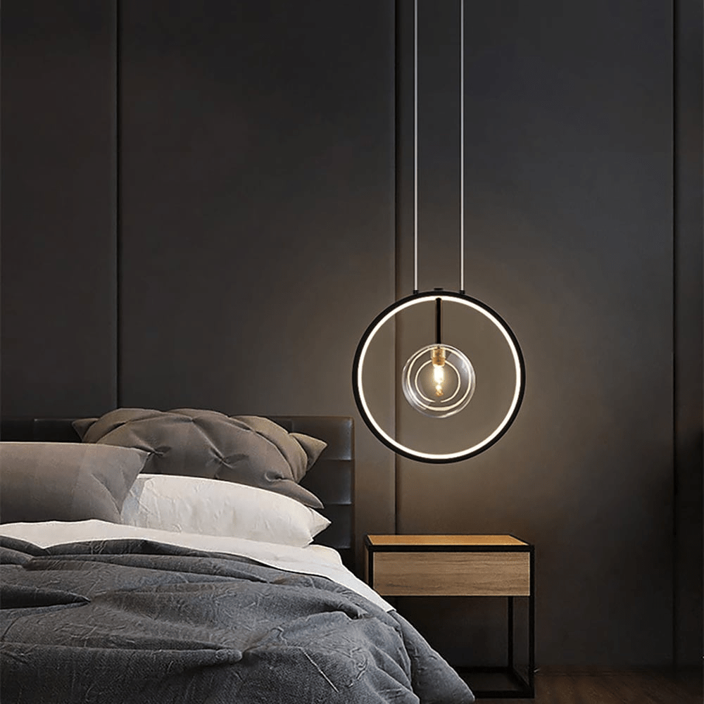 Minimalist Black Glass Ball Pendant Lamp | E27 LED Socket | Adjustable Industrial Modern Light for Home & Commercial Spaces